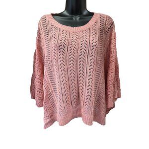 Staccato Rose Blush Open Knit Sassy Sweater M/L Acrylic